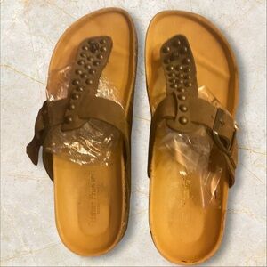 Cristina Francini Studded Brown Leather Sandals